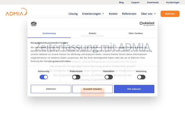 Website von ADMIA Solutions AG