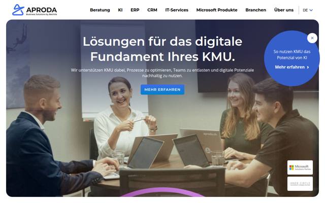 Website von Aproda AG