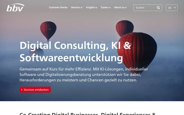 Website von bbv Software Services AG
