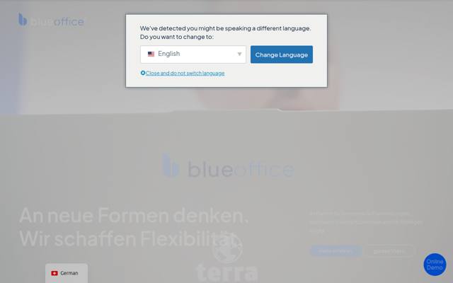 Website von blue office ag