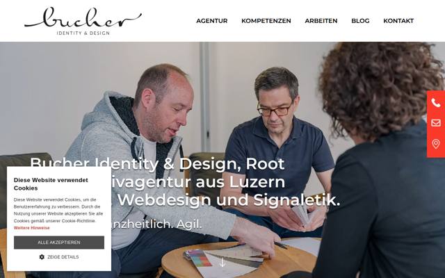 Website von Bucher Identity & Design AG