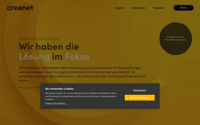 Website von Creanet Internet Service AG