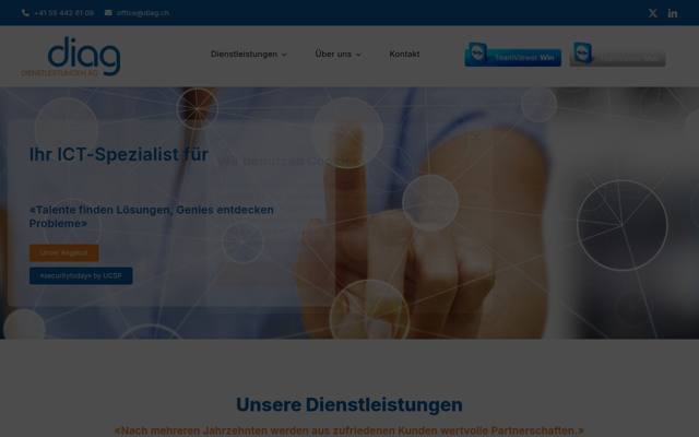 Website von diag Dienstleistungen AG