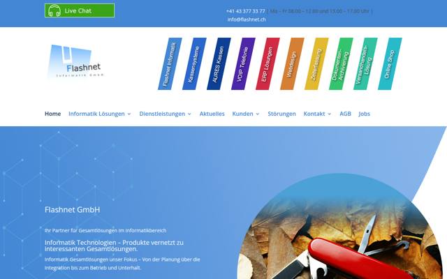 Website von Flashnet GmbH