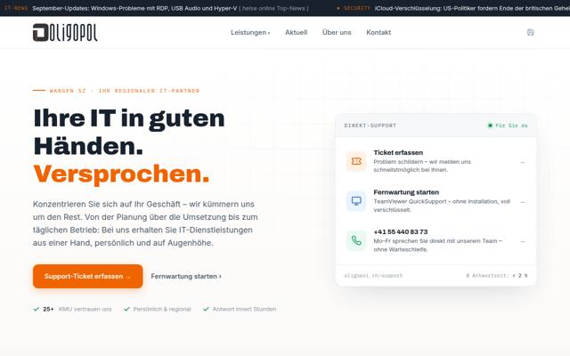 Website von Oligopol GmbH