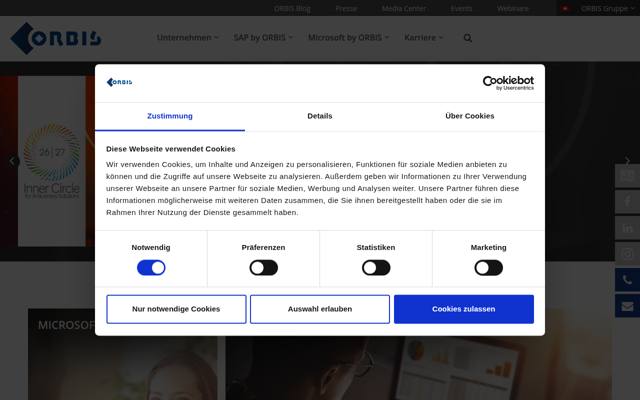 Website von ORBIS Schweiz AG