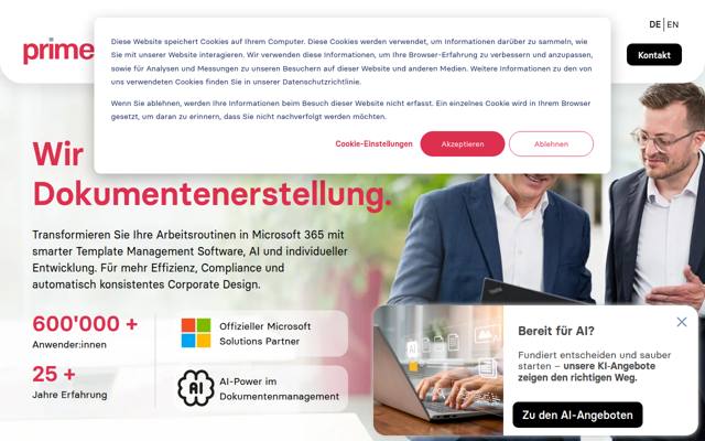 Website von PrimeSoft AG