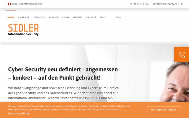 Website von SIDLER Information Security GmbH
