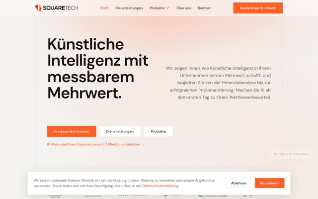 Website von Squaretech GmbH