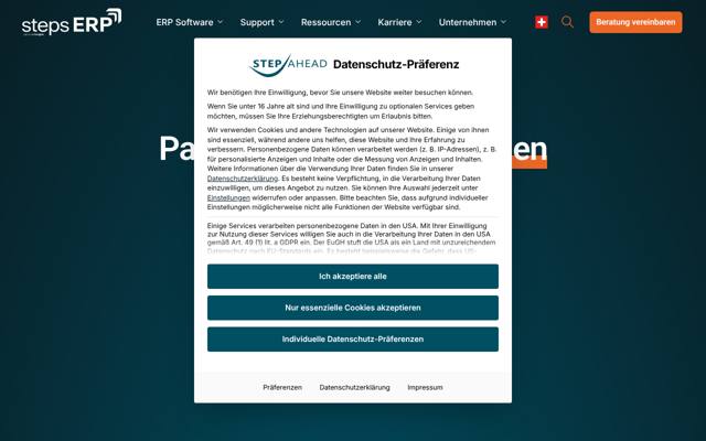 Website von Step Ahead Schweiz AG