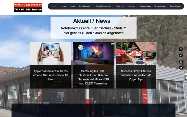 Website von walker radio tv + pc GmbH